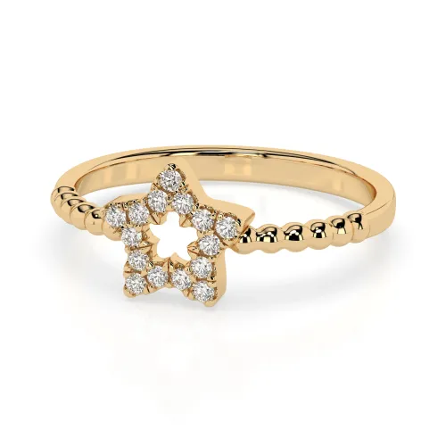 Złoty pierścionek gwiazda z brylantami 0,09ct 101-10054 K