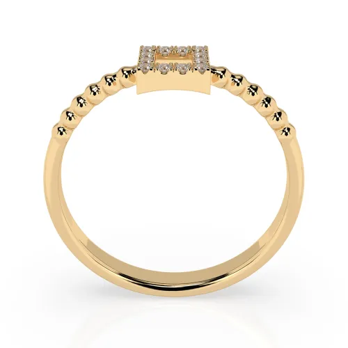 Złoty pierścionek kwadrat z brylantami 0,07ct 101-10053 K