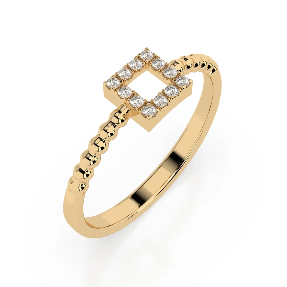 Złoty pierścionek kwadrat z brylantami 0,07ct 101-10053 K