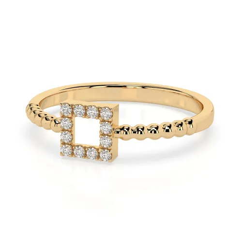 Złoty pierścionek kwadrat z brylantami 0,07ct 101-10053 K