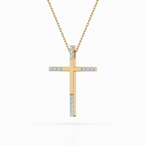 Złoty naszyjnik z krzyżykiem i brylantami 0,08ct 104-10016 K
