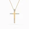 Złoty naszyjnik z krzyżykiem i brylantami 0,08ct 104-10016 K