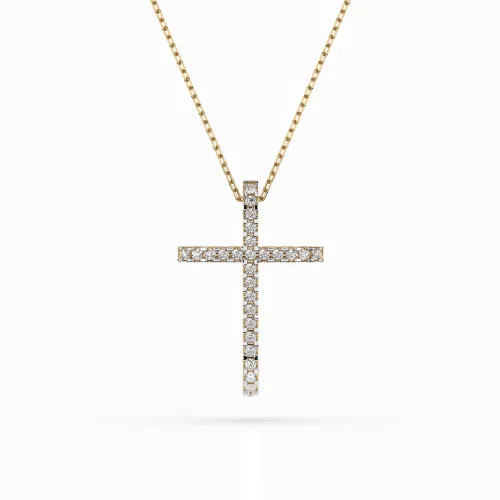 Złoty naszyjnik z krzyżykiem z brylantami 0,14ct 104-10026 K