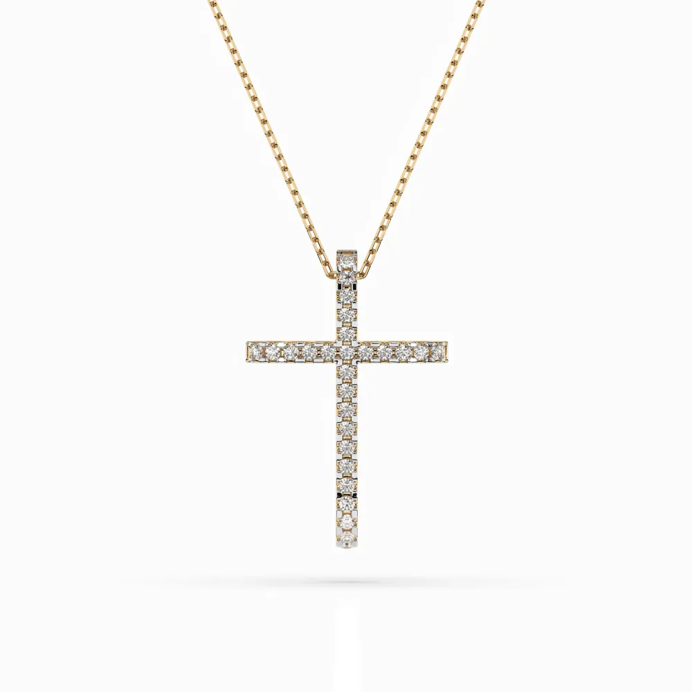 Złoty naszyjnik z krzyżykiem z brylantami 0,14ct 104-10026 K