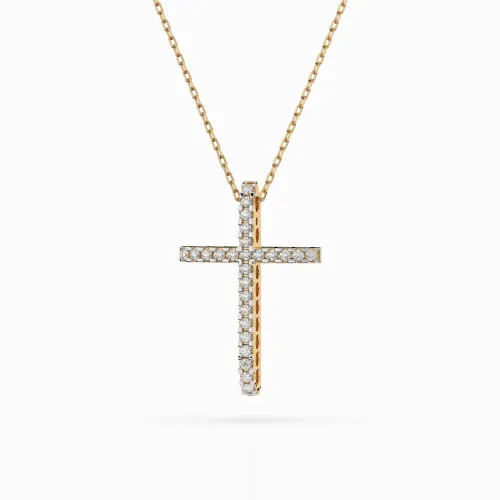 Złoty naszyjnik z krzyżykiem z brylantami 0,14ct 104-10026 K