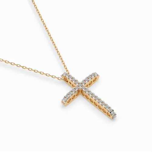 Złoty naszyjnik z krzyżykiem z brylantami 0,14ct 104-10026 K