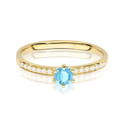 Złoty pierścionek z Topazem 0,15ct W0459