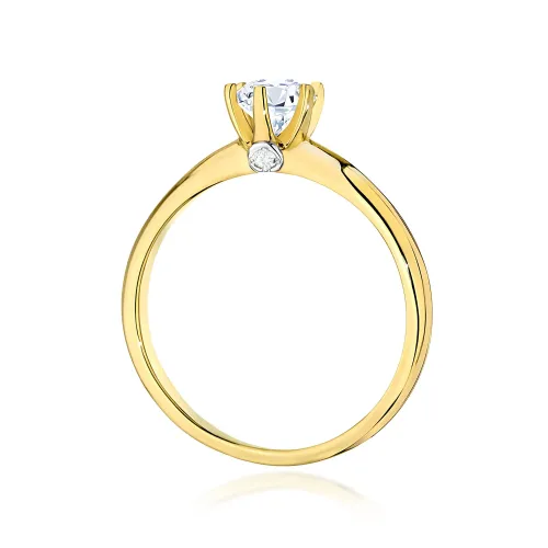 Złoty pierścionek z białym szafirem 0,60ct i brylantami 0,04ct W0557