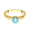 Złoty pierścionek z topazem Swiss 0,50ct i brylantami 0,04ct W00557