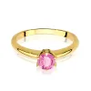 Złoty pierścionek z różowym topazem 0,60ct i brylantami 0,04ct W0557