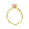 Złoty pierścionek z różowym topazem 0,60ct i brylantami 0,04ct W0557