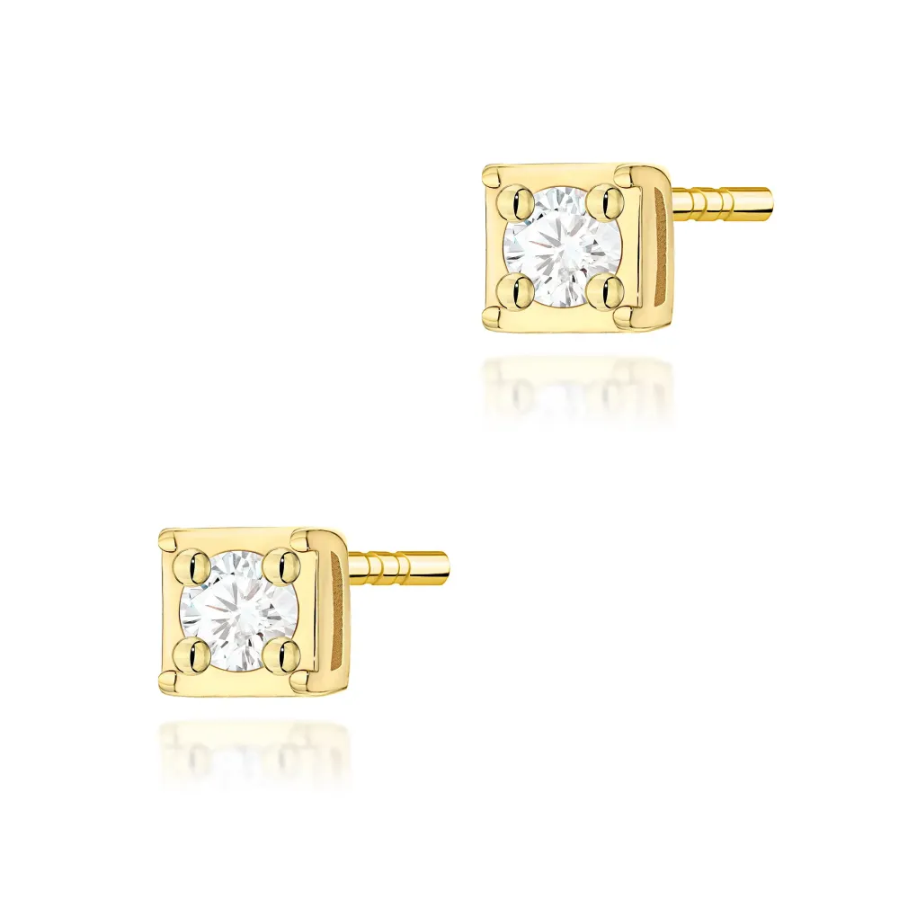 Złote kolczyki z brylantami 0,06ct K0581