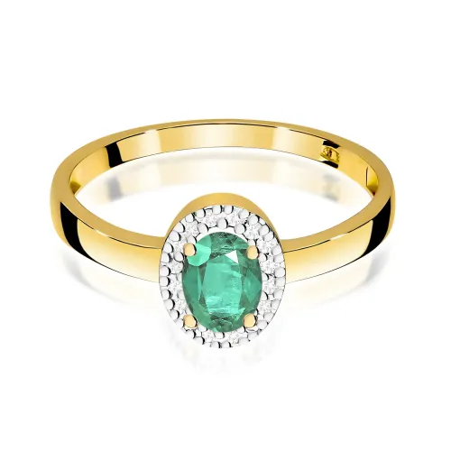 Złoty pierścionek ze szmaragdem 0,40ct i brylantami 0,08ct W0330
