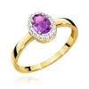 Złoty pierścionek z ametystem 0,40ct i brylantami 0,08ct W0330