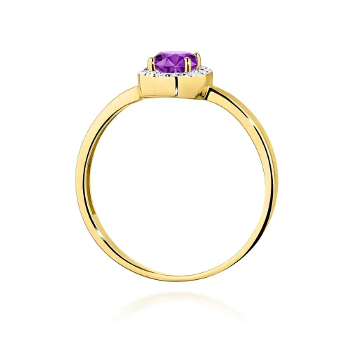 Złoty pierścionek z ametystem 0,40ct i brylantami 0,08ct W0330