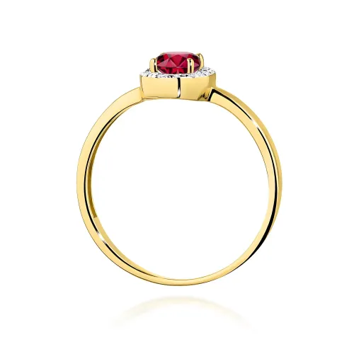 Złoty pierścionek z rubinem 0,60ct i brylantami 0,08ct W0330