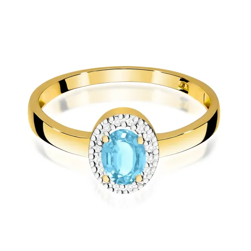 Złoty pierścionek z topazem Swiss 0,50ct i brylantami 0,08ct W0330