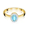 Złoty pierścionek z topazem Swiss 0,50ct i brylantami 0,08ct W0330
