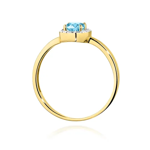 Złoty pierścionek z topazem Swiss 0,50ct i brylantami 0,08ct W0330