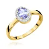 Złoty pierścionek z tanzanitem 0,40ct i brylantami 0,08ct W0330