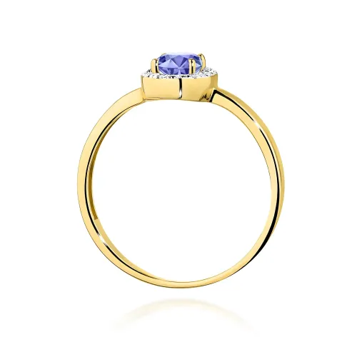 Złoty pierścionek z tanzanitem 0,40ct i brylantami 0,08ct W0330