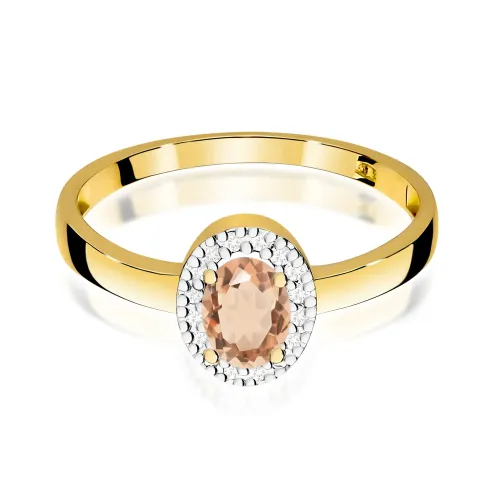 Złoty pierścionek  morganitem 0,40ct i brylantami 0,08ct W0330
