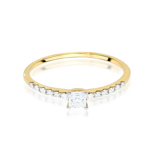 Złoty pierścionek z diamentem 0,15ct i brylantami 0,06ct W0588