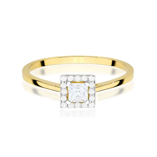 Złoty pierścionek z diamentem 0,15ct i brylantami 0,08ct W0590