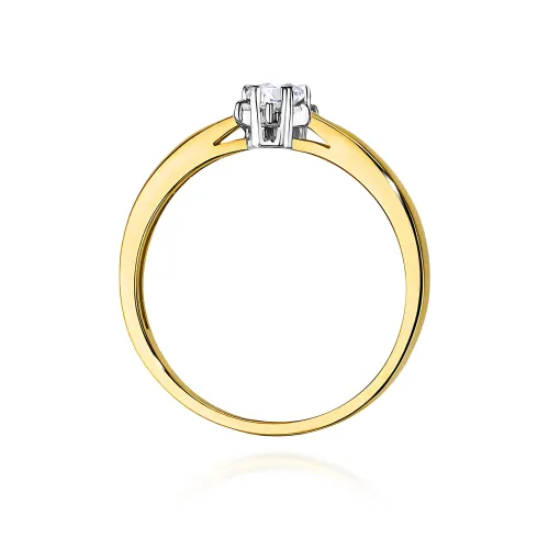 Złoty pierścionek z diamentem laboratoryjnym 0,10ct i brylantami 0,05ct W0061