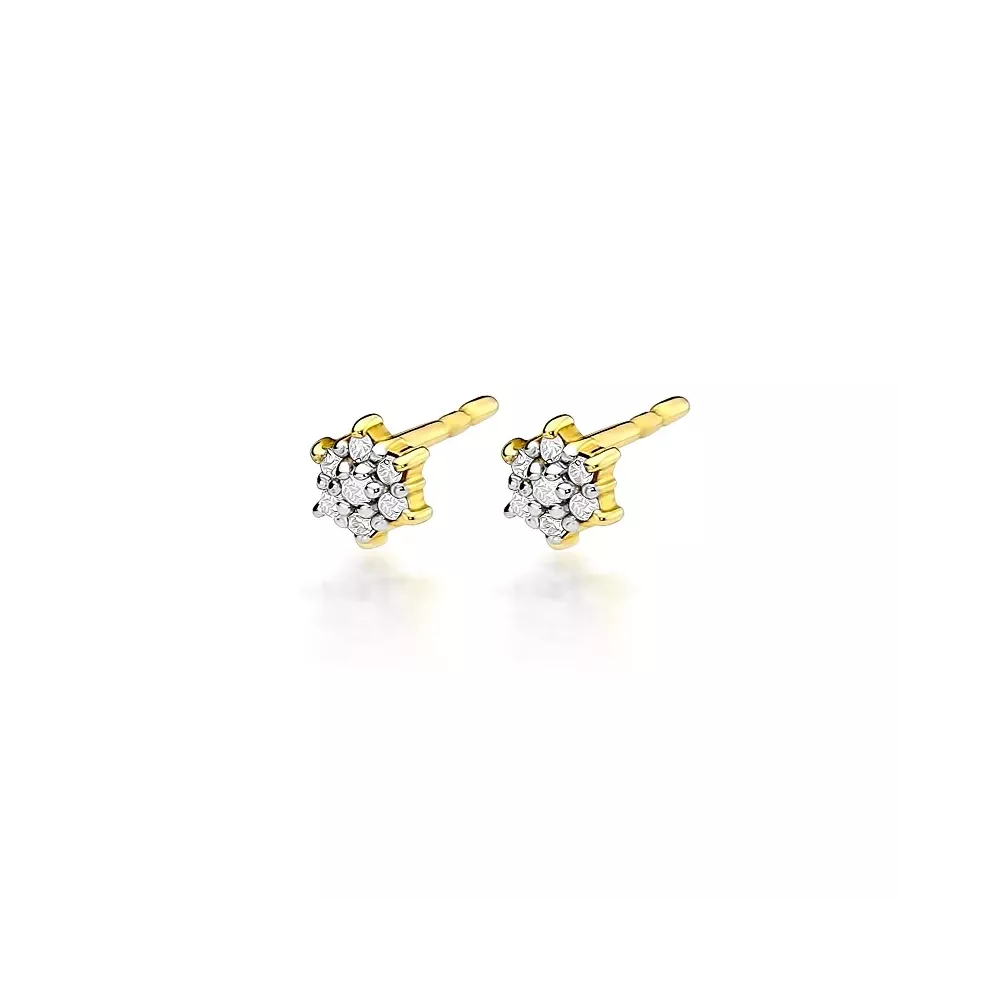 Złote kolczyki gwiazdki z brylantami 0,12ct KO-39