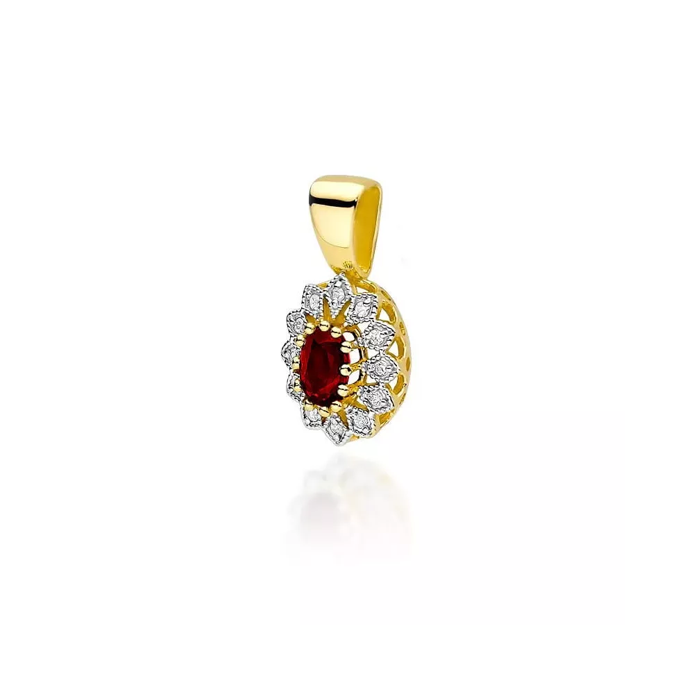 Zawieszka z rubinem 0,60ct i brylantami 0,10ct Z0354