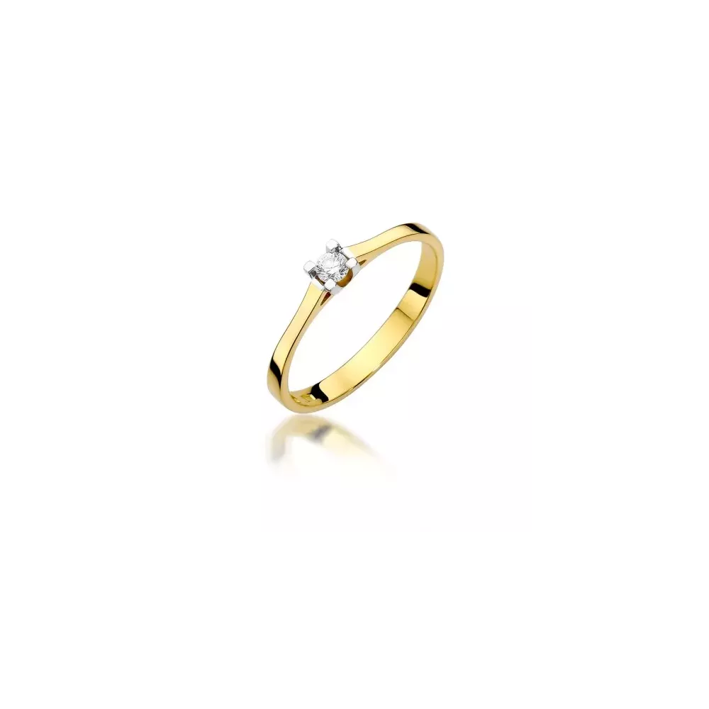 Złoty pierścionek z brylantem 0,09ct W0407