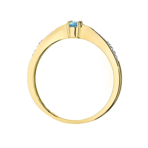 Złoty pierścionek z topazem 0,15ct i brylantami 0,01ct W0465