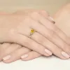 Złoty pierścionek z cytrynem 0,50ct i brylantami 0,03ct W0076