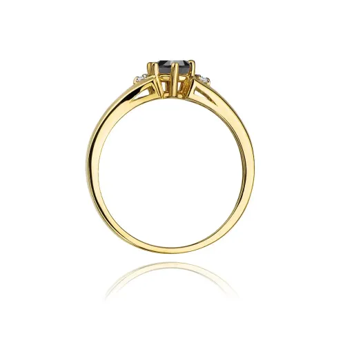 Złoty pierścionek z czarnym diamentem 0,50ct i brylantami 0,03ct W0076