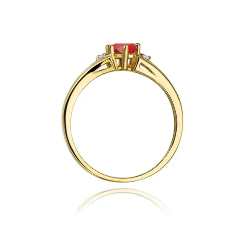 Złoty pierścionek z rubinem 0,60ct i brylantami 0,03ct W0076
