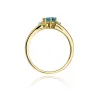 Złoty pierścionek z topazem londn blue 0,50ct i brylantami 0,03ct W0076