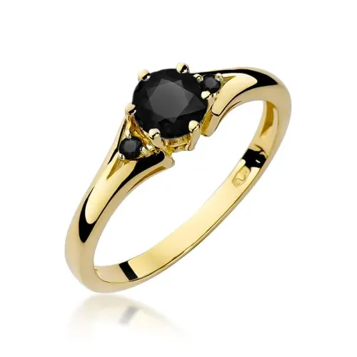 Złoty pierścionek z czarnymi diamentami 0,53ct W0076