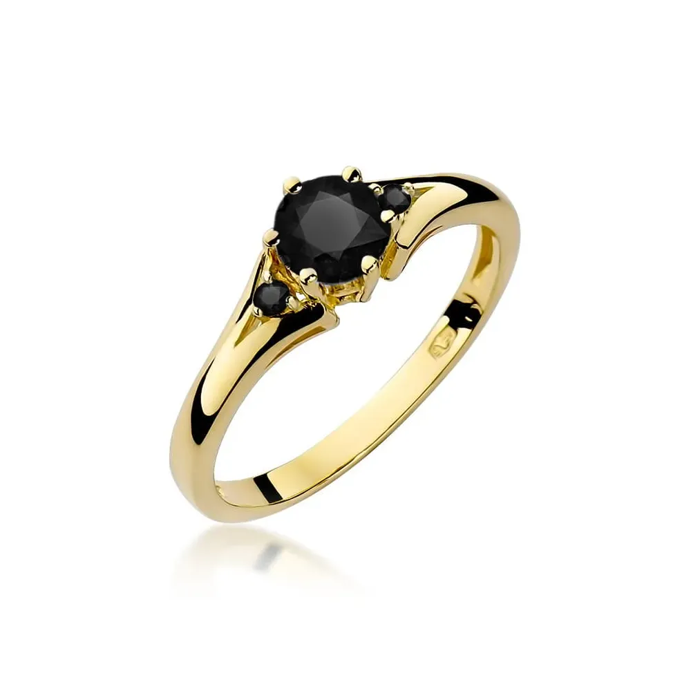 Złoty pierścionek z czarnymi diamentami 0,53ct W0076
