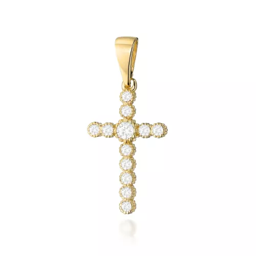 Złota zawieszka krzyżyk z brylantami 0,32ct D0008